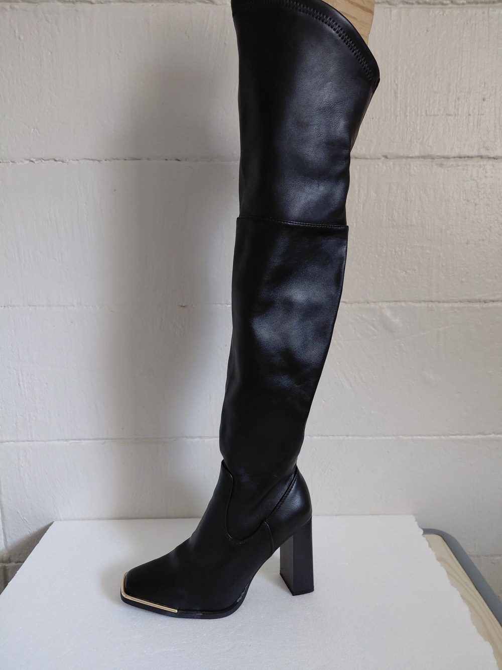 Dream Pairs Black Over-The-Knee Block Heel Boots with Square Toe